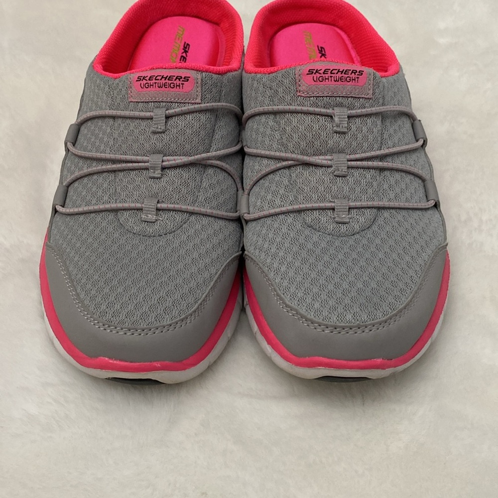 Skechers Gray and Pink Slip-On Sneakers